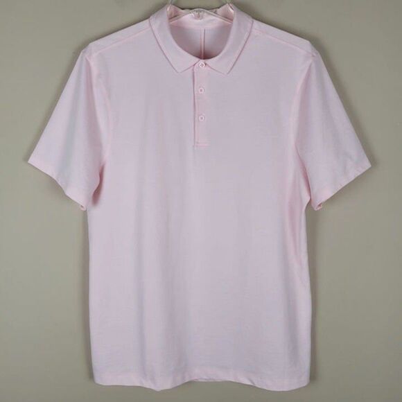 Lululemon Size L Evolution Short Sleeve Polo Oxford Strawberry Milkshake Pink - Picture 2 of 12